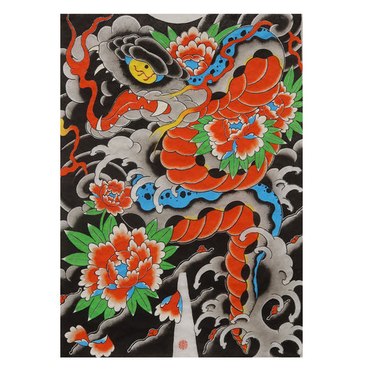 Snake and Peonies
